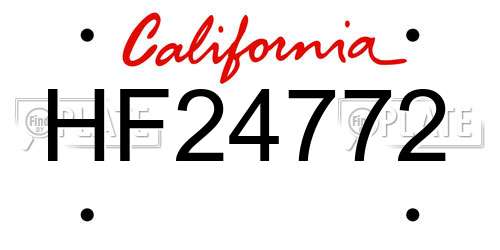HF24772 California License Plate