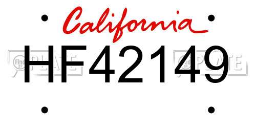 HF42149 California License Plate