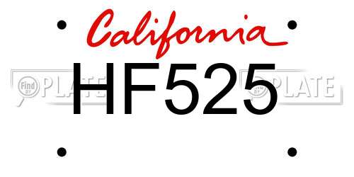 HF525 California License Plate