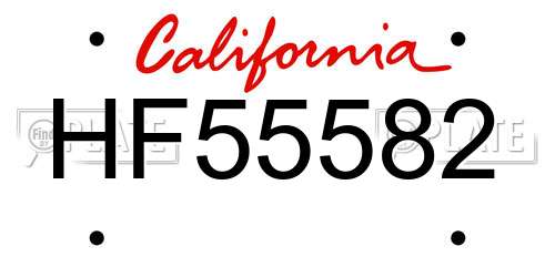 HF55582 California License Plate