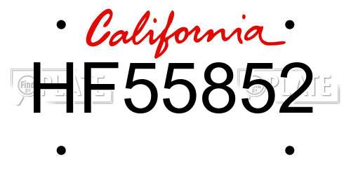 HF55852 California License Plate