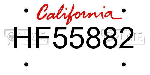 HF55882 California License Plate