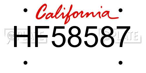 HF58587 California License Plate