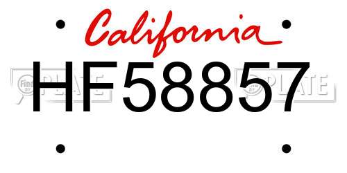 HF58857 California License Plate
