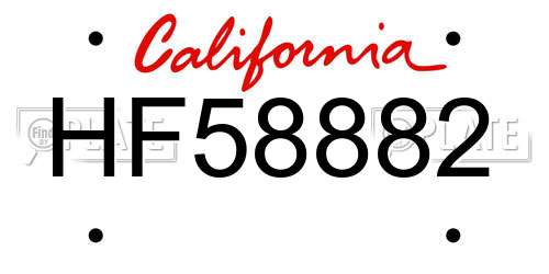 HF58882 California License Plate