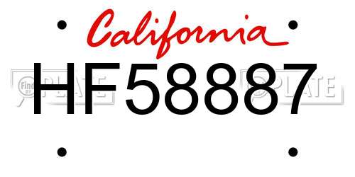 HF58887 California License Plate