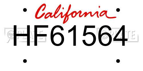 HF61564 California License Plate