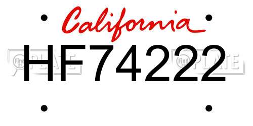 HF74222 California License Plate