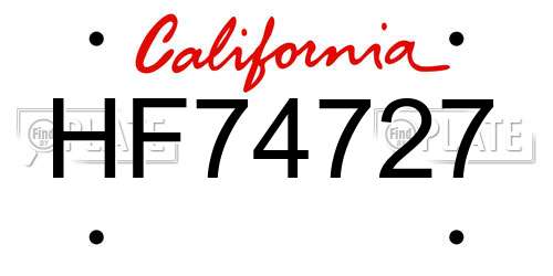 HF74727 California License Plate