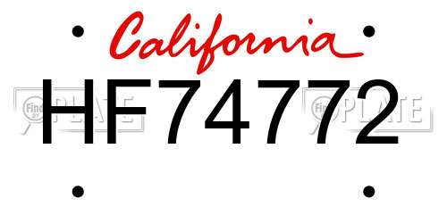 HF74772 California License Plate