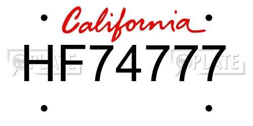 HF74777 California License Plate