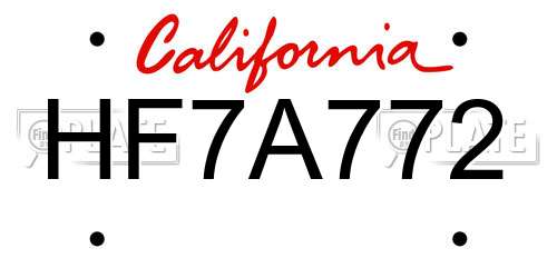 HF7A772 California License Plate
