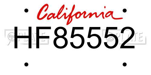 HF85552 California License Plate