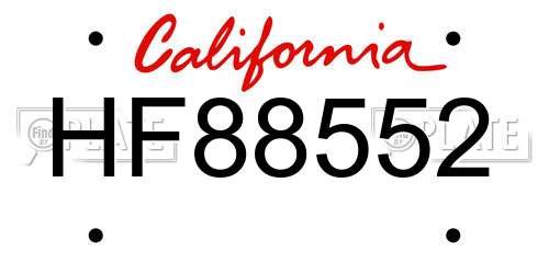 HF88552 California License Plate