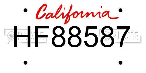 HF88587 California License Plate