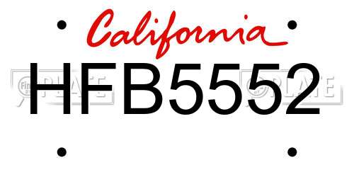 HFB5552 California License Plate