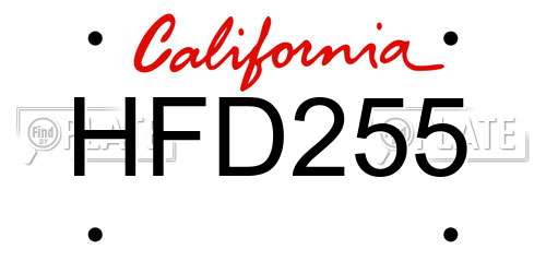 HFD255 California License Plate