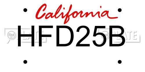 HFD25B California License Plate