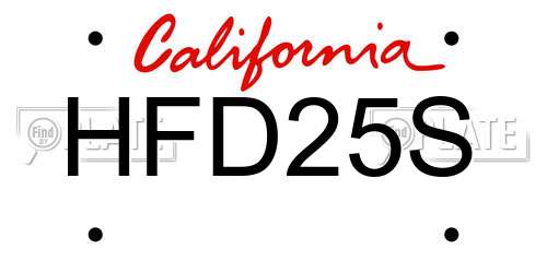 HFD25S California License Plate
