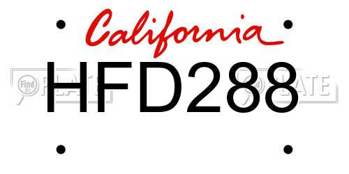 HFD288 California License Plate
