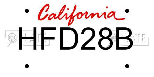 HFD28B California License Plate