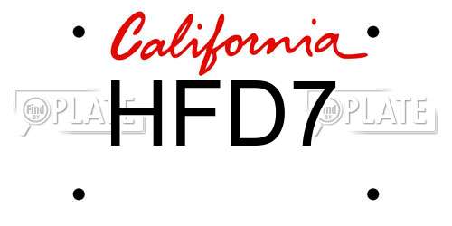 HFD7 California License Plate