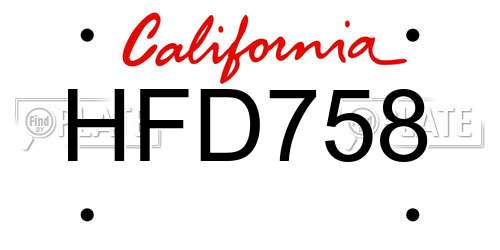 HFD758 California License Plate