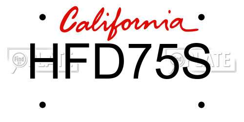 HFD75S California License Plate