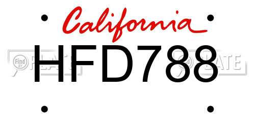 HFD788 California License Plate