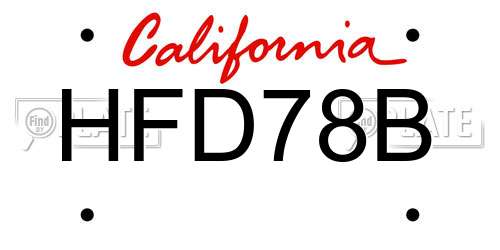HFD78B California License Plate