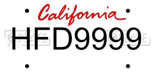 HFD9999 California License Plate