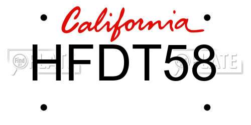 HFDT58 California License Plate