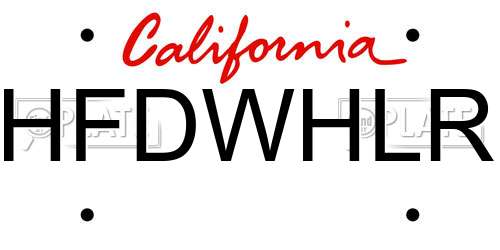 HFDWHLR California License Plate