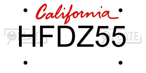 HFDZ55 California License Plate