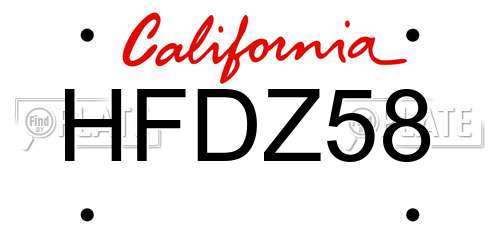 HFDZ58 California License Plate