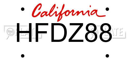 HFDZ88 California License Plate