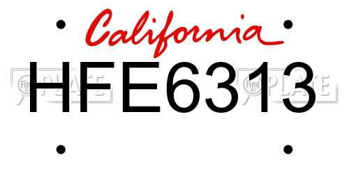 HFE6313 California License Plate