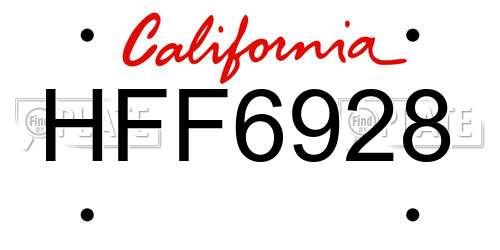 HFF6928 California License Plate