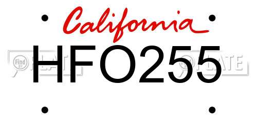 HFO255 California License Plate