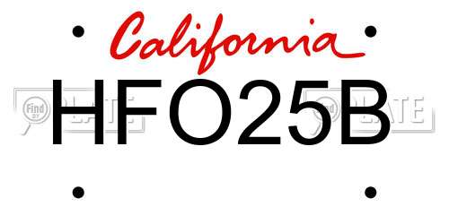 HFO25B California License Plate