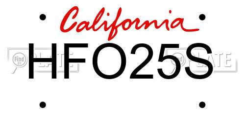 HFO25S California License Plate