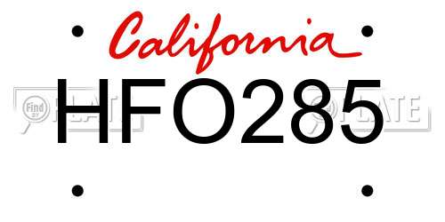 HFO285 California License Plate