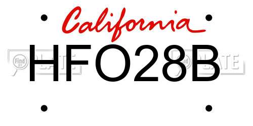 HFO28B California License Plate