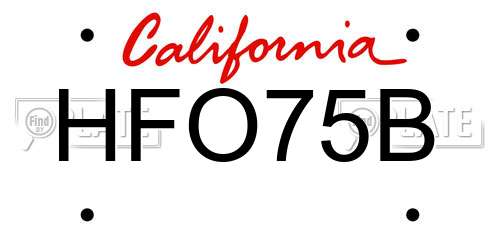 HFO75B California License Plate