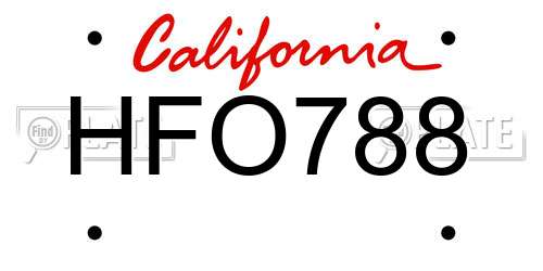 HFO788 California License Plate