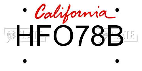 HFO78B California License Plate