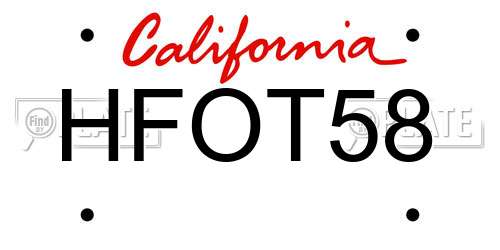 HFOT58 California License Plate
