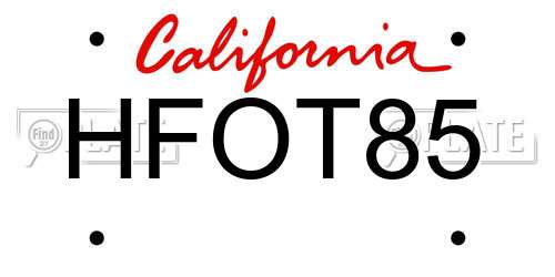 HFOT85 California License Plate