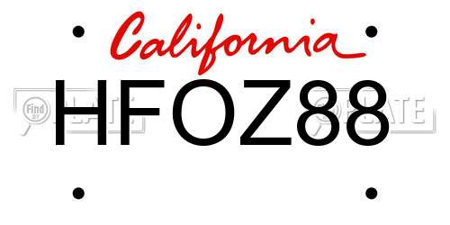 HFOZ88 California License Plate