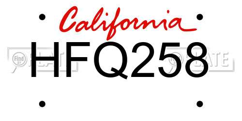 HFQ258 California License Plate